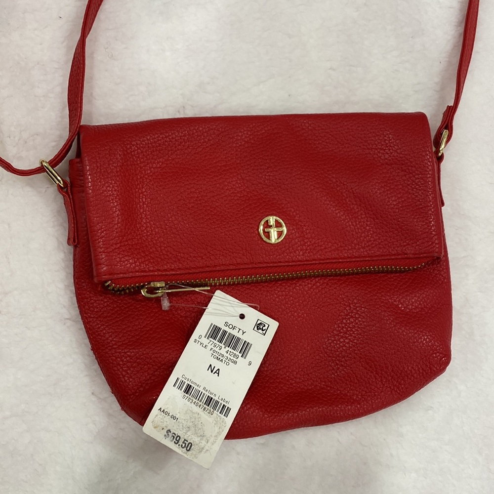 Giani Bernini Pebble Leather Mini Crossbody - Tomato